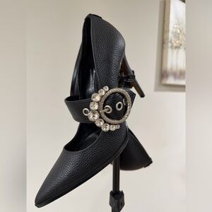 Karl Lagerfeld Black Heels with Crystal Accent